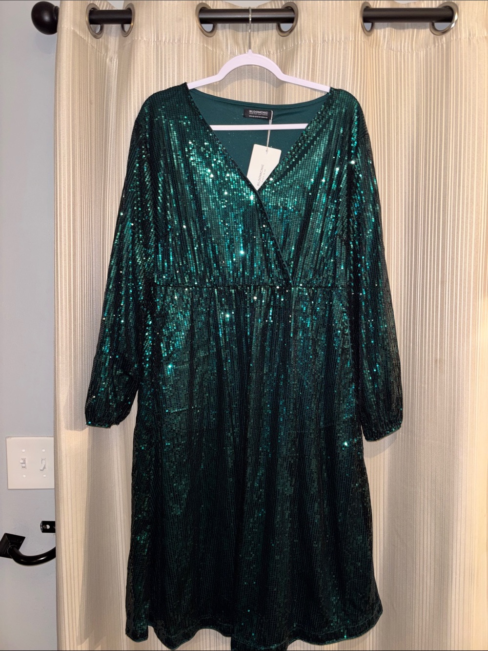 BloomChic Emerald Green Sequin Long Sleeve Dress